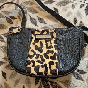Dune London Black and Leopard Crossbody Bag